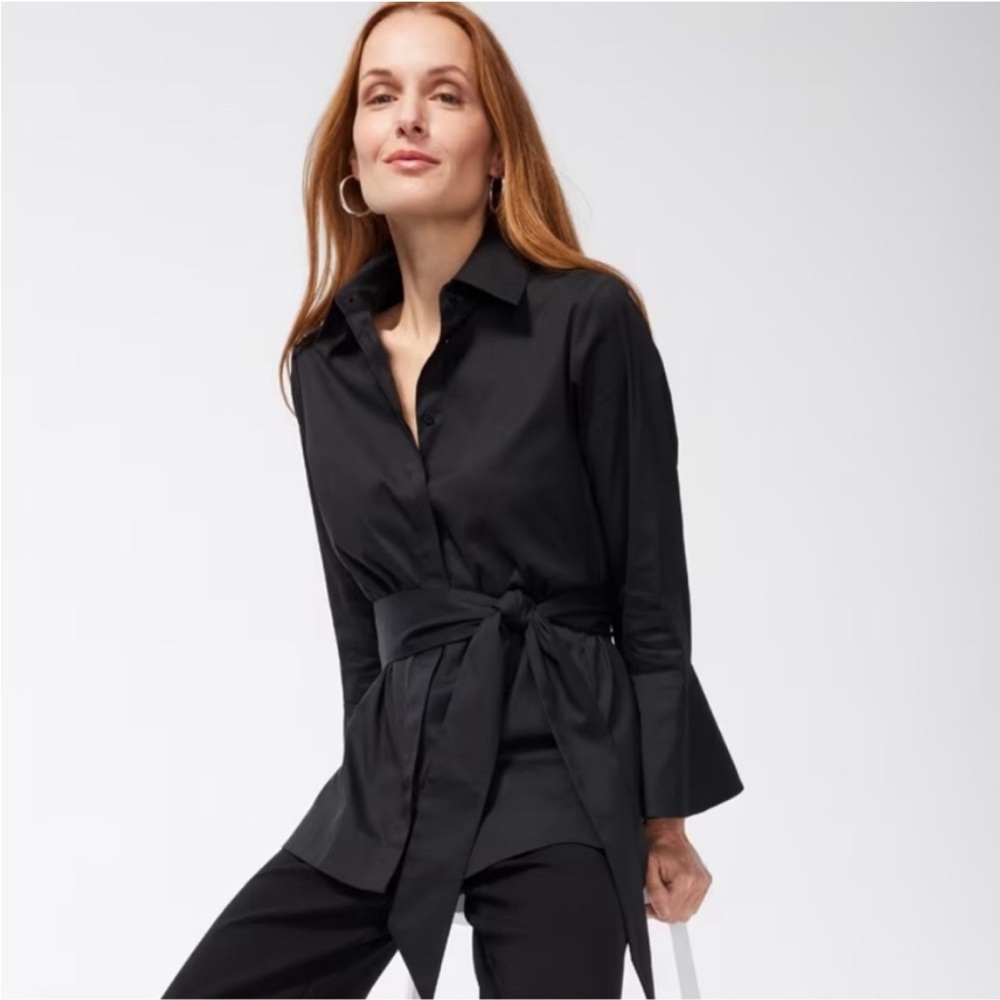 NWT Chico’s Black Label Poplin Top